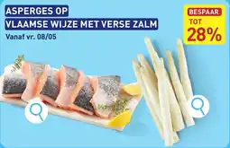 ALDI Asperges op vlaamse wijze met verse zalm aanbieding