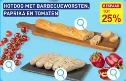 ALDI Hotdog met barbecueworsten paprika en tomaten aanbieding