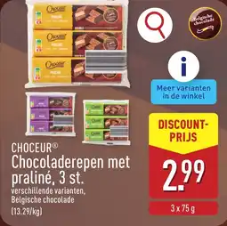 ALDI Choceur chocoladerepen met praliné aanbieding