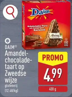 ALDI Daim amandel chocolade taart op zweedse wijze aanbieding