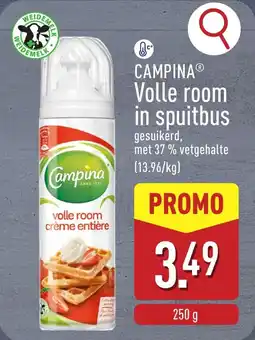 ALDI Campina volle room in spuitbus aanbieding