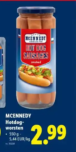 Lidl Mcennedy hotdog worsten aanbieding