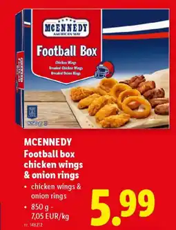 Lidl Mcennedy football box chicken wings & onion rings aanbieding