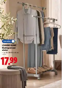 Lidl Livarno home kledingrek met wielen aanbieding