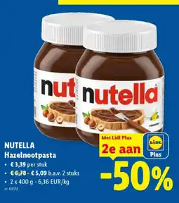 Lidl Nutella hazelnootpasta aanbieding
