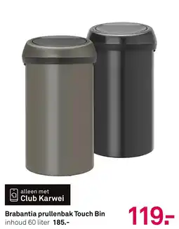Karwei Brabantia prullenbak touch bin aanbieding