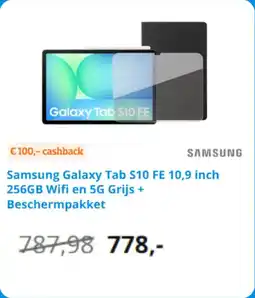 Coolblue Samsung Galaxy Tab S10 FE 10,9 inch 256GB Wifi en 5G Grijs + Beschermpakket aanbieding