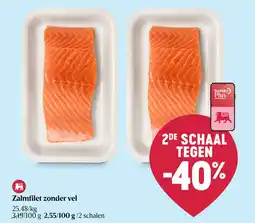 Delhaize Zalmfilet zonder vel aanbieding