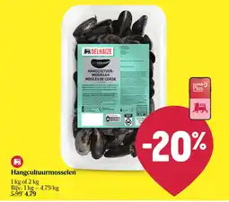 Delhaize Hangcultuurmosselen aanbieding