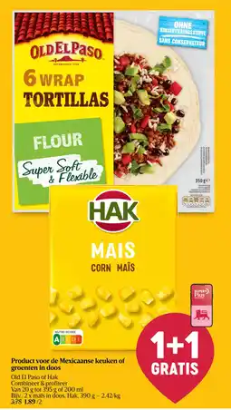 Delhaize Product voor de mexicaanse keuken of groenten in doos old el paso of hak aanbieding