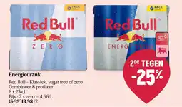 Delhaize Energiedrank Red Bull Klassiek, sugar free of zero aanbieding
