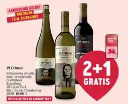 Delhaize 19 Crimes Schuimwijn of witte, rosé of rode wijn aanbieding
