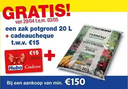 Hubo Een zak potgrond + cadeaucheque aanbieding