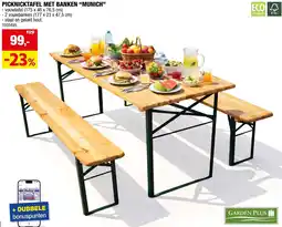 Hubo Picknicktafel met banken munich aanbieding