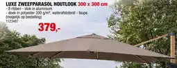 Hubo Luxe zweefparasol houtlook aanbieding