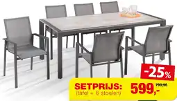 Hubo Tafel parma en stoel alberi aanbieding