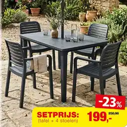 Hubo Tafel futura en stoel chloé aanbieding