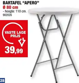 Hubo Bartafel apero aanbieding