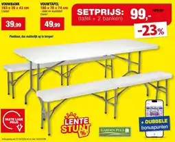 Hubo Vouwbank en vouwtafel aanbieding