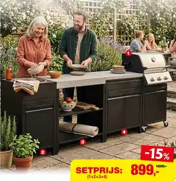Hubo Gasbarbecue casa + modules: wastafel + rek + kast aanbieding