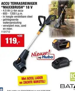 Hubo Accu terrasreiniger MAXXBRUSH 18 v aanbieding