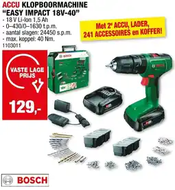 Hubo Accu klopboormachine easy impact 18V-40 aanbieding
