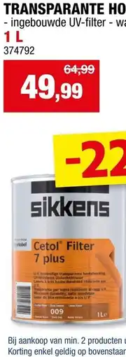 Hubo Transparante houtbeits cetol filter aanbieding