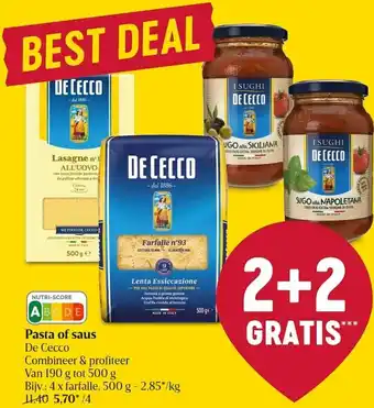 Delhaize Pasta of saus 500g aanbieding
