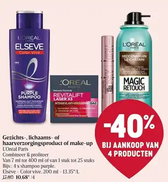 Delhaize Gezichts-, lichaams- of haarverzorgingsproduct og make-up aanbieding