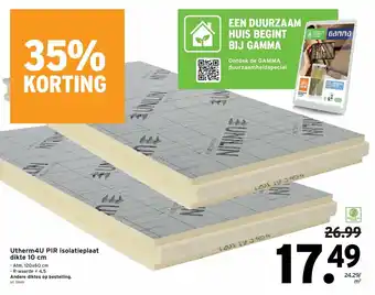 GAMMA Utherm4U PIR isolatieplaat dikte 10 cm 120x60 cm aanbieding