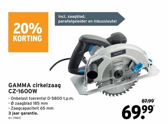 GAMMA Cirkelzaag CZ-1600W aanbieding