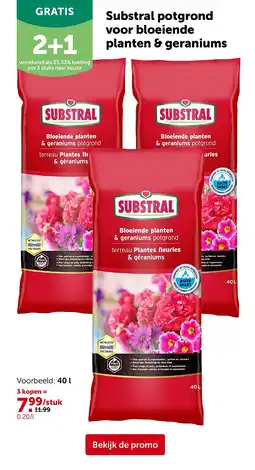 AVEVE Substral potgrond voor bloeiende planten & geraniums 40 l aanbieding