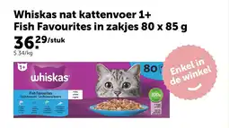 AVEVE Whiskas nat kattenvoer 1+ Fish Favourites in zakjes 80 x 85 g aanbieding