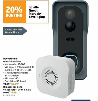 GAMMA Qnect draadloze videodeurbel 1080P aanbieding