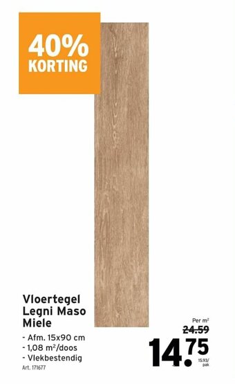 GAMMA Vloertegel Legni Maso Miele 15x90 cm aanbieding