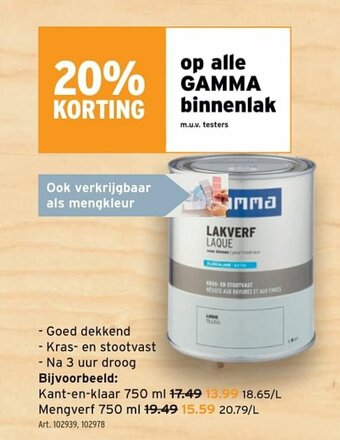 GAMMA Binnenlak Kant-en-klaar 750 ml aanbieding