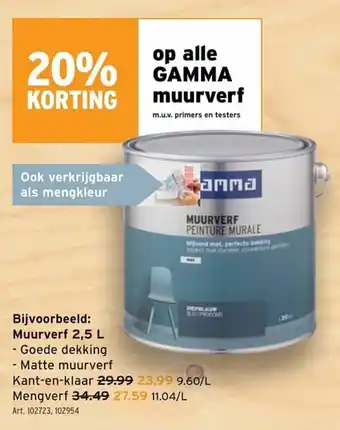 GAMMA Muurverf 2.5L Kant-en-klaar aanbieding