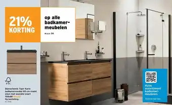 GAMMA Tiger Karlo badkamermeubel 80 cm chalet eiken met wastafel zwart aanbieding