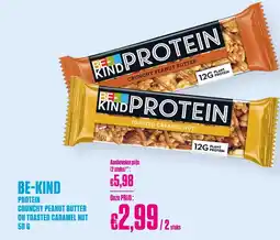 Medi Market Be-kind protein crunchy peanut butter ou toasted caramel nut aanbieding