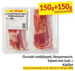 Intermarché Gerookt ontbijtspek, Hespenworst, Salami met look of Kipfilet aanbieding