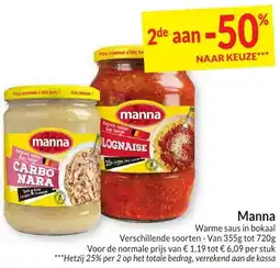Intermarché Manna Warme saus in bokaal aanbieding