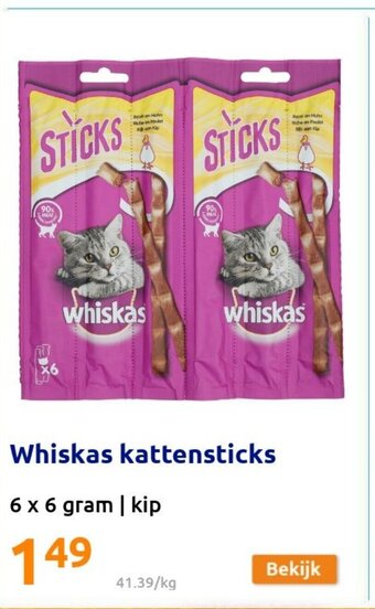 Action Whiskas kattensticks 6x6 gram aanbieding