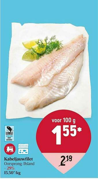 Delhaize Kabeljauwfilet aanbieding