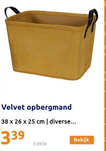 Action Velvet opbergmand 38x26x25 cm aanbieding