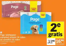 Albert Heijn Page toiletpapier compleet schoon 24 rollen en sensitive 16 rollen aanbieding