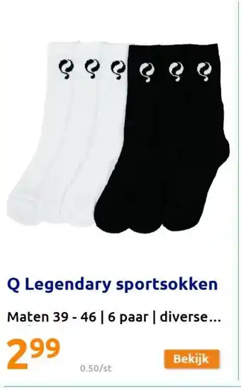 Action Q Legendary sportsokken Maten 39-46 aanbieding