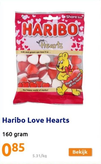 Action Haribo Love Hearts 160 gram aanbieding