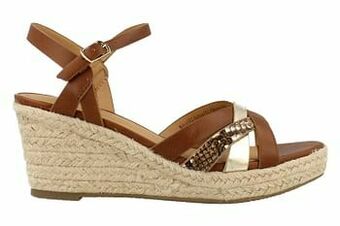 Berca Shoes Sprox Sandaal Op Sleehak Dames Trend Dierenprint - Cognac aanbieding