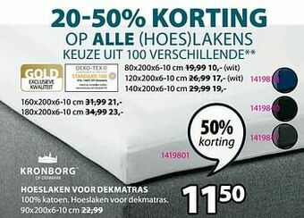 Jysk Hoeslaken voor dekmatras aanbieding