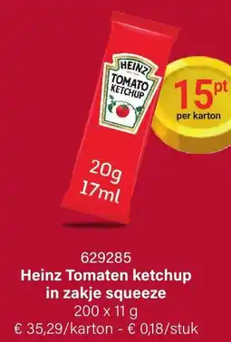 Bidfood Heinz Tomaten ketchup in zakje squeeze aanbieding